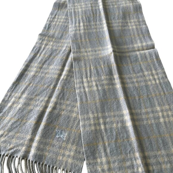 Burberry Authentic Scarf Grey 100% Cashmere Unisex Scarf Made In England - Picture 2 of 7